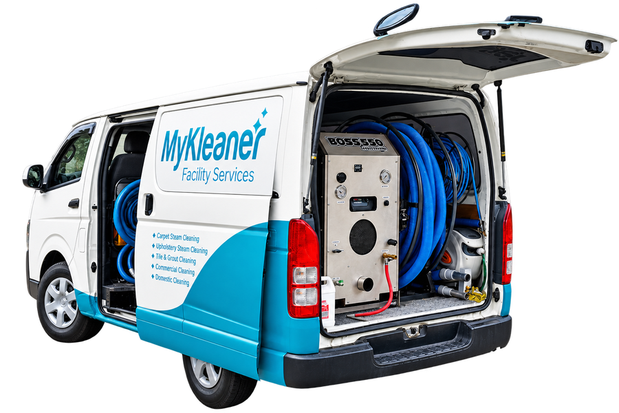 MyKleaner fully equipped service van for carpet, upholstery, tile & grout and commercial cleaning